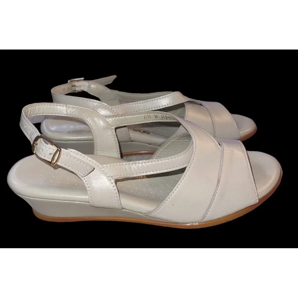 SAS Leather Adjustable Strap Comfort Sandals Shoes Women's Sz 6.5W Cream Ivory - Picture 8 of 16